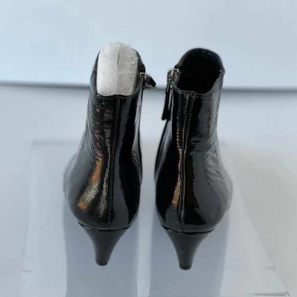 Nine West Black Patent Leather Ankle Boots Kitten Heels Studs Pointed Toe, 5M - Picture 6 of 10
